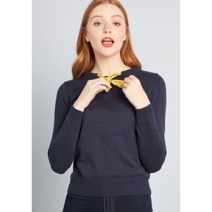 Modcloth Duly Parisienne Tie Neck Sweater